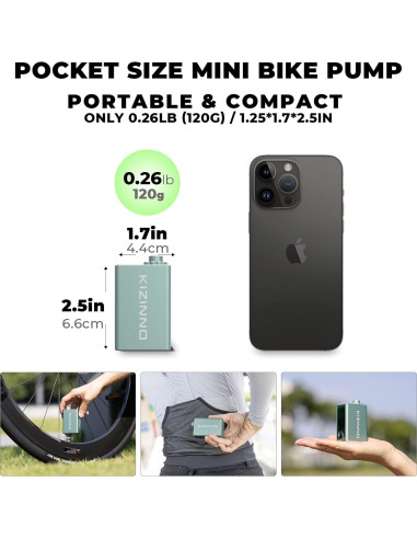 Mini bomba de bicicleta KIZINNO B7 120 PSI portátil verde