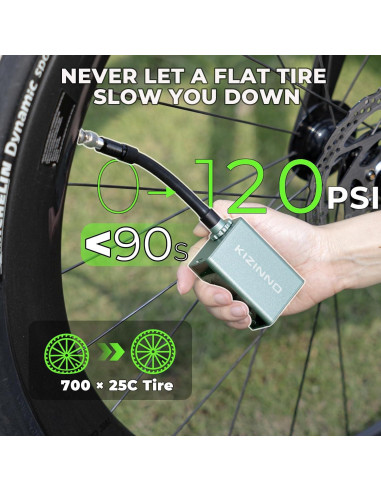 Mini bomba de bicicleta KIZINNO B7 120 PSI portátil verde