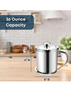 Contenedor de Aceite de Acero Inoxidable Jumbl 1.07L con Filtro 2