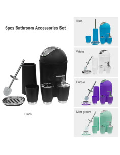 Juego de Accesorios de Baño DAWANGSOLI 6 Piezas Negro 2