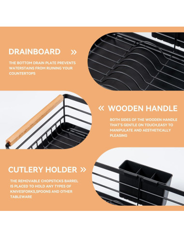 Escurridor de Platos BRIAN & DANY Acero Inoxidable Negro 42x30cm