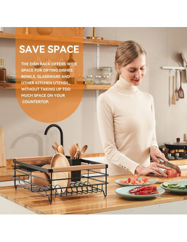 Escurridor de Platos BRIAN & DANY Acero Inoxidable Negro 42x30cm