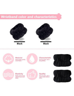 2 Piezas Muñequera Absorbente Taocar para Lavado de Cara 2