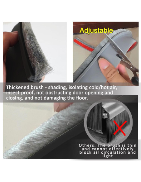 Tope de Draft Ajustable YINGD 100 cm con Cepillo Aislante Negro