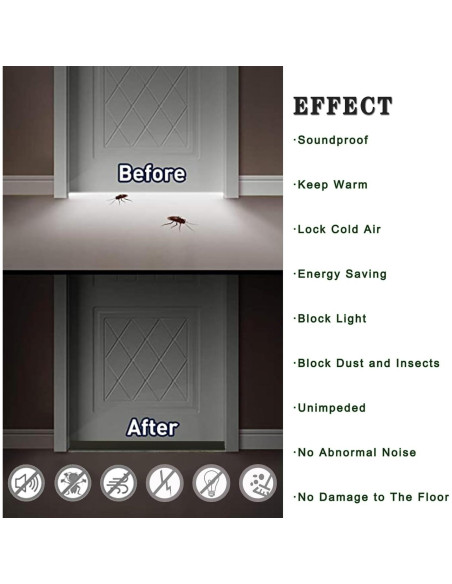 Tope de Draft Ajustable YINGD 100 cm con Cepillo Aislante Negro