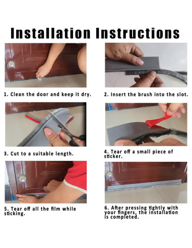 Tope de Draft Ajustable YINGD 100 cm con Cepillo Aislante Negro