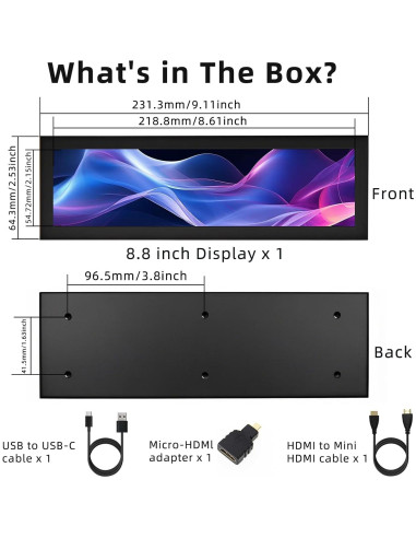 Monitor Táctil 8.8" iPitstBit 1920x480 para PC y Raspberry Pi