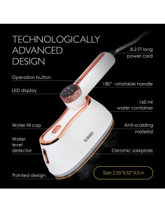 Plancha de Vapor 2 en 1 PLENHAUS 1000W 120V Blanco Premium 2