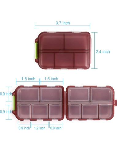 Organizador de Pastillas de Viaje NSpring 2PCS 10 Compartimentos