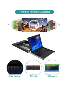 Consola KVM Rack 1U MT-VIKI 8 Puertos USB VGA/HDMI 17" 2