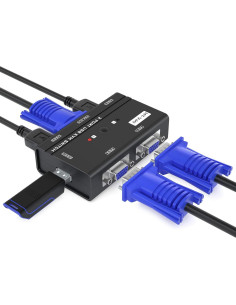 Interruptor KVM MT-VIKI 2 Puertos VGA + Cable USB 3m 2
