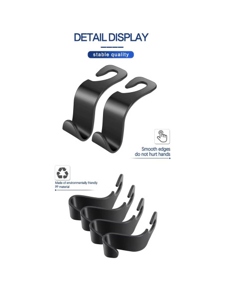 Gancho de Reposacabezas de Auto SAYCOM - 4 Unidades Negro