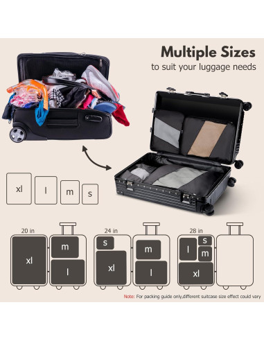 Set de Cubos de Compresión Jetsetta Extra Grande Negro 4 Pzas