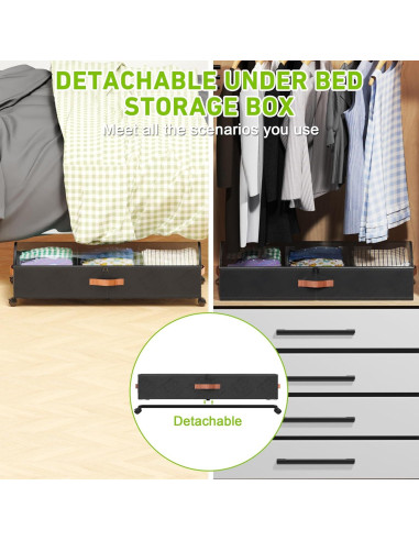 Contenedores de Almacenamiento Bajo la Cama LESHZHEN 2 Paquete Negro