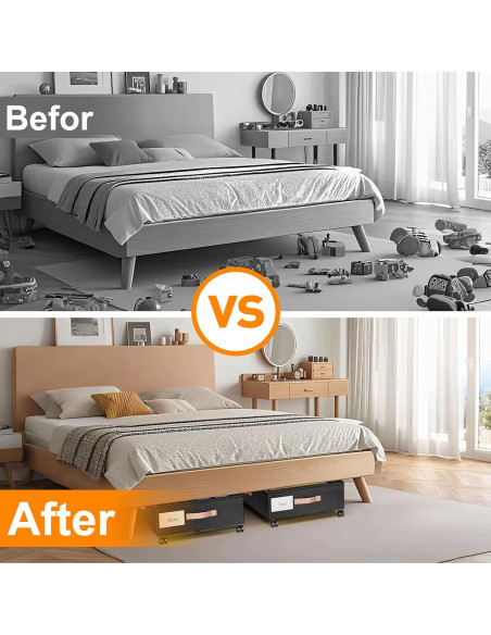 Contenedores de Almacenamiento Bajo la Cama LESHZHEN 2 Paquete Negro