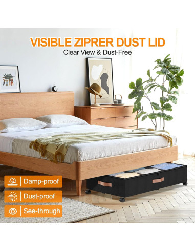 Contenedores de Almacenamiento Bajo la Cama LESHZHEN 2 Paquete Negro