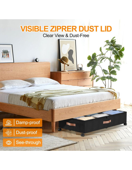 Contenedores de Almacenamiento Bajo la Cama LESHZHEN 2 Paquete Negro