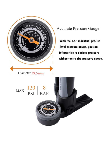 Mini Bomba de Bicicleta CXWXC con Manómetro 120 PSI - Portátil