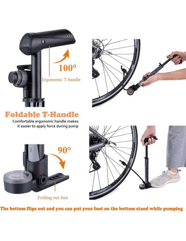 Mini Bomba de Bicicleta CXWXC con Manómetro 120 PSI - Portátil