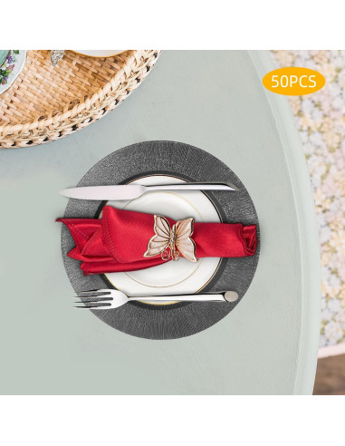 Juego de Platos Cargadores LUNUMAOS 50 Piezas Redondos Negros