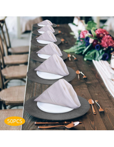 Juego de Platos Cargadores LUNUMAOS 50 Piezas Redondos Negros