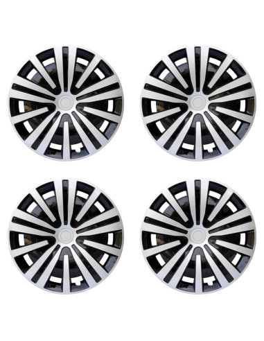 Cubierta de Rueda Aiqiying Hubcap Universal 14" ABS Plata-Negro