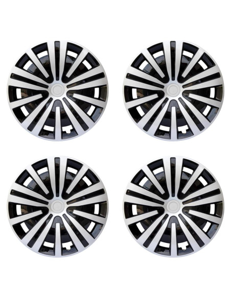 Cubierta de Rueda Aiqiying Hubcap Universal 14" ABS Plata-Negro