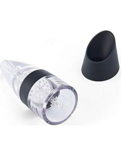 Aireador de Vino Tinto Houdini con Base Silicona 15.24 cm Negro Plata 2