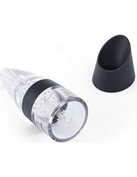 Aireador de Vino Tinto Houdini con Base Silicona 15.24 cm Negro Plata