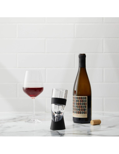 Aireador de Vino Tinto Houdini con Base Silicona 15.24 cm Negro Plata