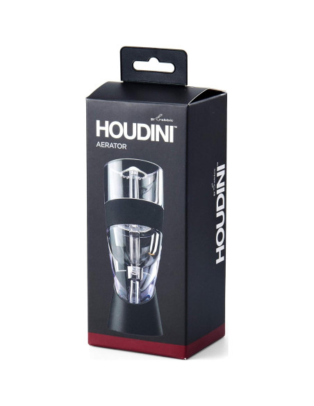 Aireador de Vino Tinto Houdini con Base Silicona 15.24 cm Negro Plata