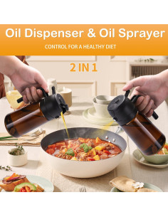 Rociador de Aceite RFetomax 470ml Vidrio Marrón 2 en 1 2