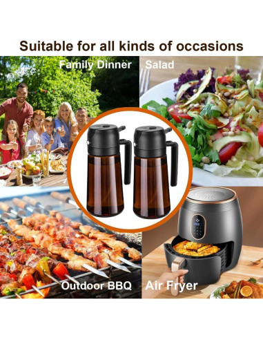 Rociador de Aceite RFetomax 470ml Vidrio Marrón 2 en 1