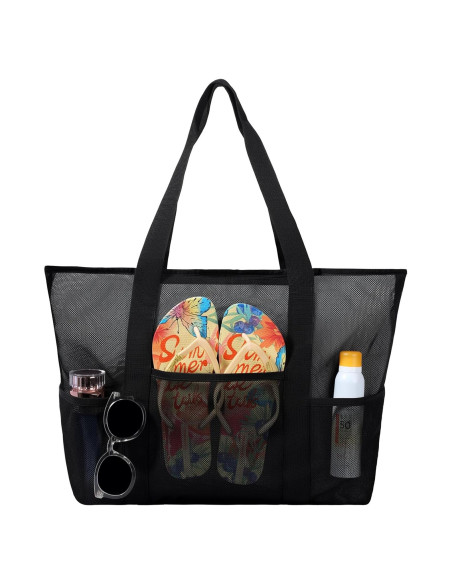 Bolsa de Playa Grande Impermeable Malla Verde 43.9x20x38.9 cm