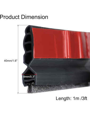 Tapón de Corrientes de Aire uxcell 1m Negro Autoadhesivo