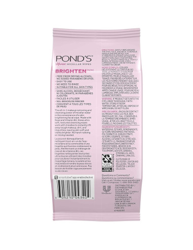 Toallitas Micelares Pond's Rosa Iluminadora 25 Unidades