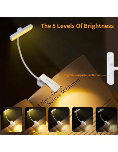 Luz de Libro Recargable Bsdgeclogy 24 LEDs 80 Horas Blanco