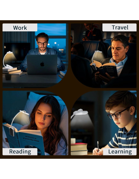 Luz de Libro Recargable Bsdgeclogy 24 LEDs 80 Horas Blanco