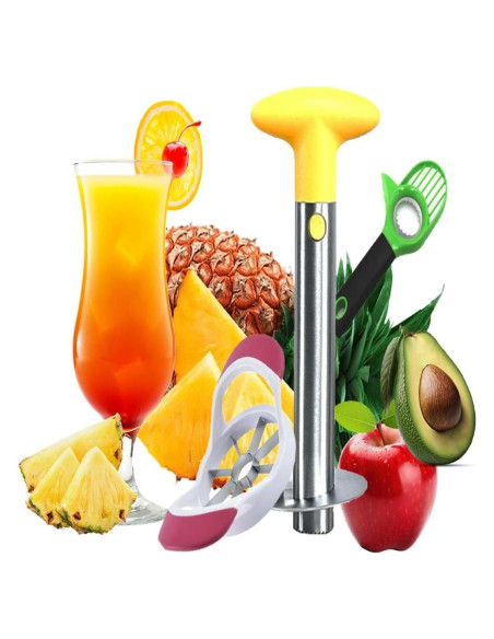 Juego de Cortadores de Frutas 3PCS Genérico - Acero Inoxidable
