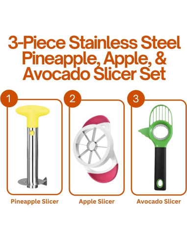 Juego de Cortadores de Frutas 3PCS Genérico - Acero Inoxidable
