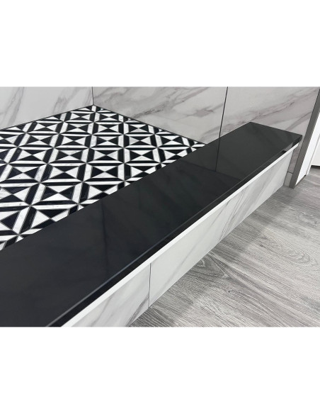 Umbral de Ducha de Mármol Ingenierizado Negro 152.4x7.62 cm
