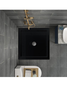 Base de Ducha Cuadrada Goodyo 90.2x90.2cm Negro Drenaje Central 2