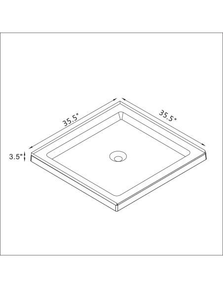 Base de Ducha Cuadrada Goodyo 90.2x90.2cm Negro Drenaje Central