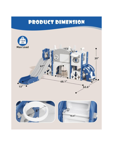 Parque Infantil 13 en 1 XJD para Niños Pequeños Azul Gley