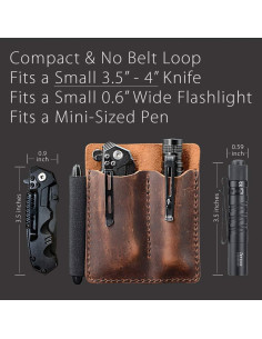 Organizador de bolsillo EDC Diodrio de cuero castaño 10.4x10.4cm 2