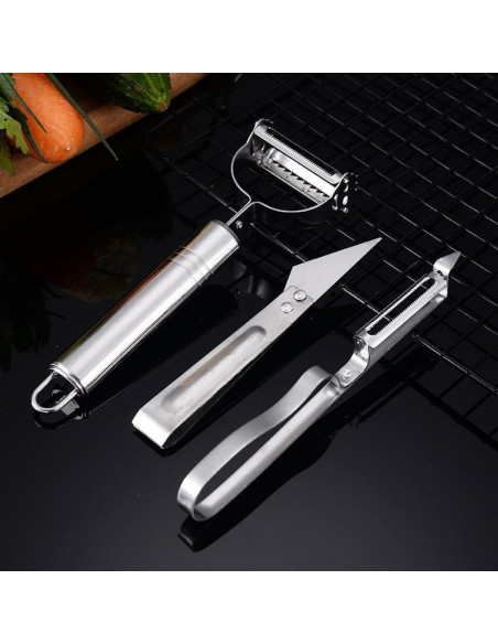 Juego de Peladores de Acero Inoxidable DeepCrush 3 Piezas Juego de Peladores de Acero Inoxidable DeepCrush 3 Piezas