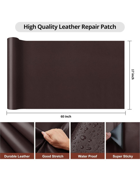 Parche de Reparación de Cuero Luevita 43x152 cm Marrón Oscuro