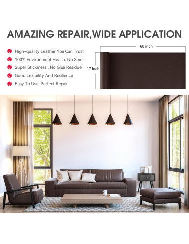 Parche de Reparación de Cuero Luevita 43x152 cm Marrón Oscuro