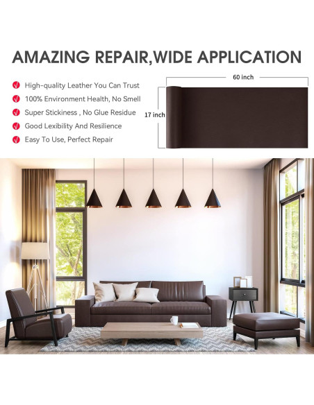 Parche de Reparación de Cuero Luevita 43x152 cm Marrón Oscuro