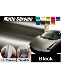 Vinilo Adhesivo Cromo Mate Satinado JNK NETWORKS 25x140 cm Negro 2